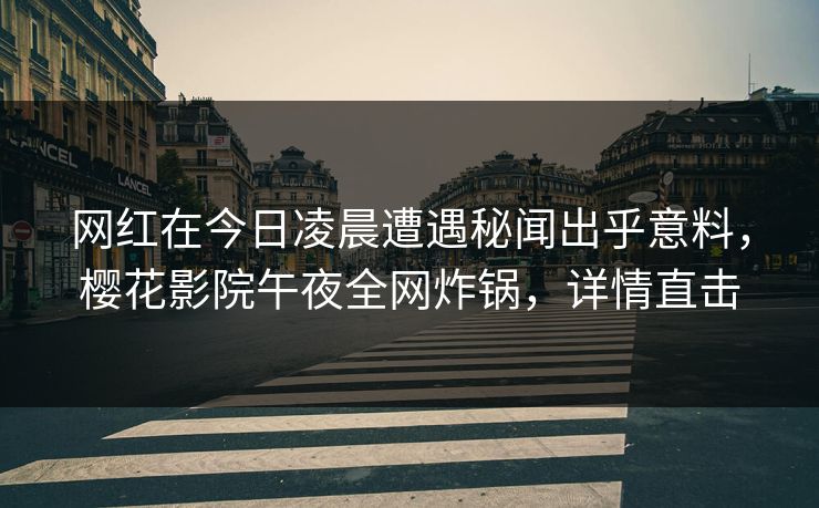 网红在今日凌晨遭遇秘闻出乎意料，樱花影院午夜全网炸锅，详情直击